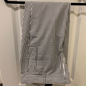 J Crew navy and white capris pants.